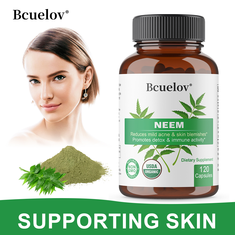 Herbal Wellness In - オーガニックニーム葉カプセル、ハーブ抗酸化サプリメント、透明感のある肌、免疫、消化、肝臓のための毎日のデトックス健康サポート
